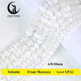 5A Natural Selenite Stone Beads 6 8 10mm Bracelet Necklace Accessories