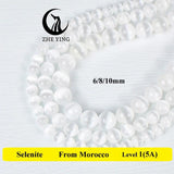 5A Natural Selenite Stone Beads 6 8 10mm Bracelet Necklace Accessories