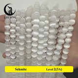 5A Natural Selenite Stone Beads 6 8 10mm Bracelet Necklace Accessories