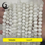 5A Natural Selenite Stone Beads 6 8 10mm Bracelet Necklace Accessories