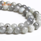 Labradorite Gray Moonstone Round Stone Beads for DIY Jewelry Making