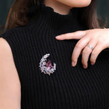 Crystal Moon Brooch Corsage Pin for Coat Suit