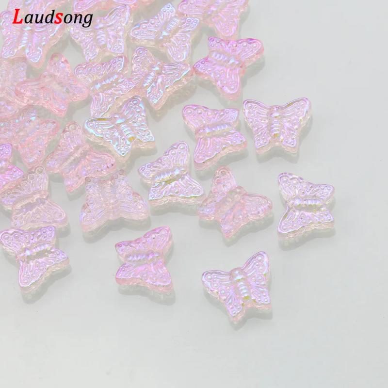 Multicolor AB Czech Glass Beads Lampwork Spacer Butterfly Beads