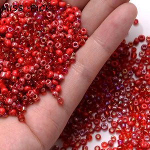 3mm Czech Glass Seed Beads Mix Red Round Spacer Beads
