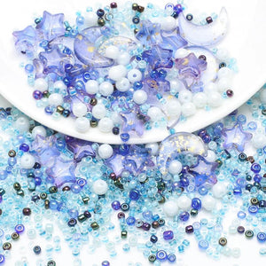 45g Mixed Star Moon Crystal Glass Beads Seedbeads DIY Jewelry Making
