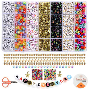 2400pcs Letter Beads Bracelets Making Kit DIY Necklace Accessories 7x4mm