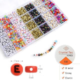 2400pcs Letter Beads Bracelets Making Kit DIY Necklace Accessories 7x4mm
