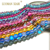 Austria Crystal Glitter Moonstone Round Smooth Glass Beads 6-10MM