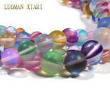 Austria Crystal Glitter Moonstone Round Smooth Glass Beads 6-10MM
