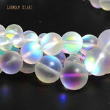 Austria Crystal Glitter Moonstone Round Smooth Glass Beads 6-10MM