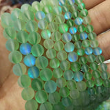 Austria Crystal Glitter Moonstone Round Smooth Glass Beads 6-10MM