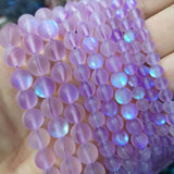 Austria Crystal Glitter Moonstone Round Smooth Glass Beads 6-10MM