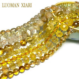 Natural Citrines Quartz Stone Beads Yellow Crystal Round Faceted Rondelle Square