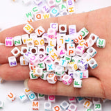 Square Letter Acrylic Beads Cube Spacer Alphabet Beads For Jewelry Making