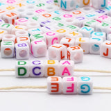 Square Letter Acrylic Beads Cube Spacer Alphabet Beads For Jewelry Making