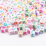 Square Letter Acrylic Beads Cube Spacer Alphabet Beads For Jewelry Making