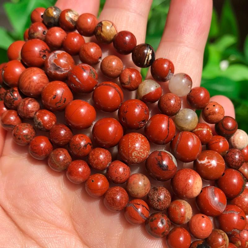 Red Jaspers Stone Beads Round Loose Beads for Diy Bracelet 15 Inch/Strand