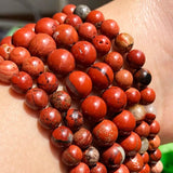 Red Jaspers Stone Beads Round Loose Beads for Diy Bracelet 15 Inch/Strand