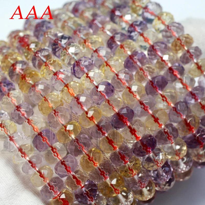 Meihan Amethyst Citrine Quartz Rondelle Beads for DIY Jewelry