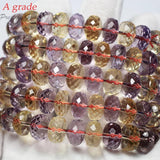 Meihan Amethyst Citrine Quartz Rondelle Beads for DIY Jewelry