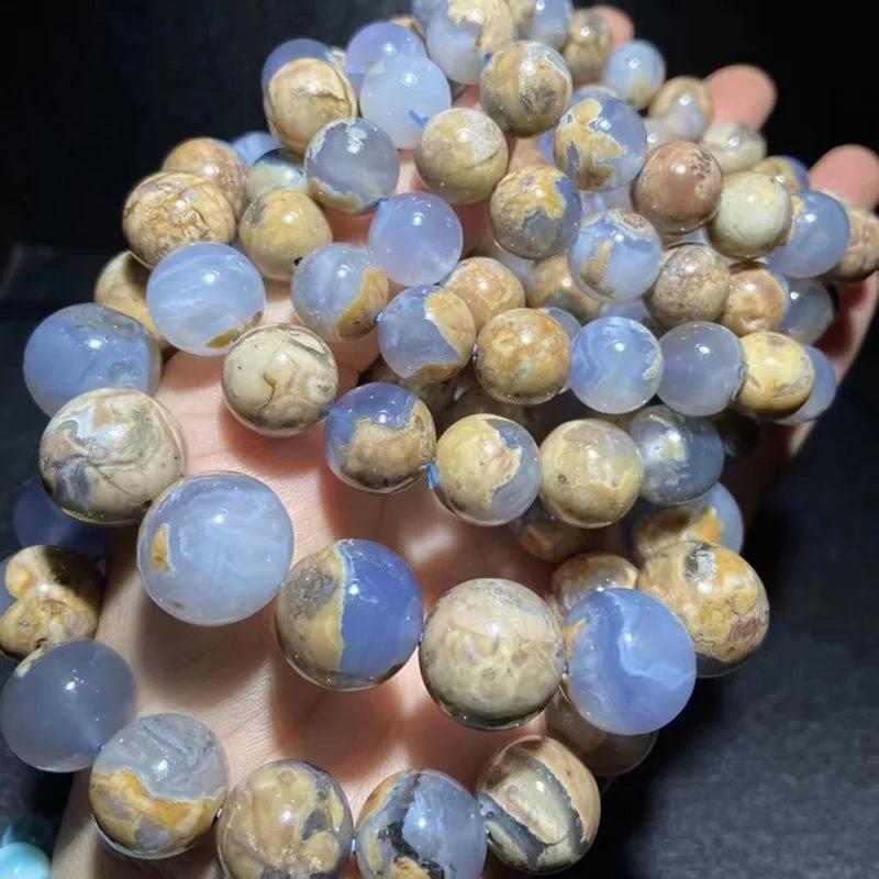 Meihan Natural A+++ Dominica Chalcedony Round Beads