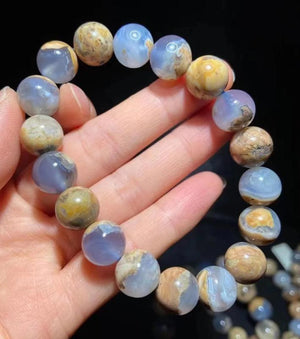 Meihan Natural A+++ Dominica Chalcedony Round Beads