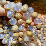 Meihan Natural A+++ Dominica Chalcedony Round Beads