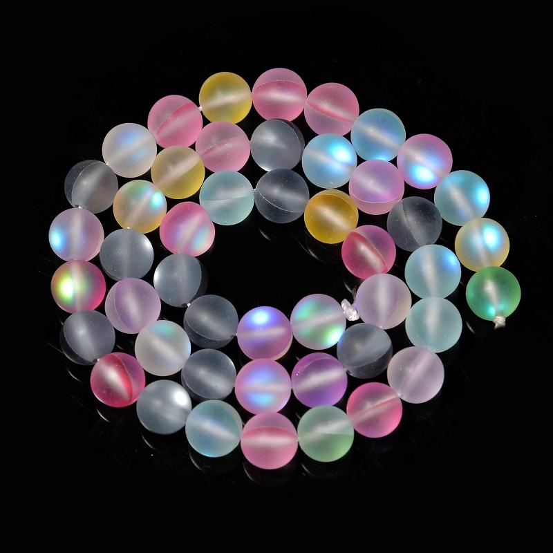 Austria Crystal Glitter Moonstone Glass Beads Round Loose Beads