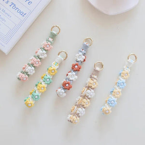 Daisy Pearl Flower Keychain Hand-Woven Phone Chain Bag Pendant