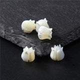 Mother of Pearl Shell Beads Carved Flower Charms DIY Seashell Beads