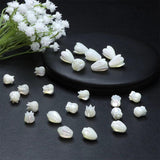 Mother of Pearl Shell Beads Carved Flower Charms DIY Seashell Beads