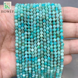 Faceted Amazonite Round Beads 2mm/3mm 15'' Strand