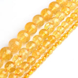 Natural Citrines Yellow Crystal Quartz Round Beads 15'' Strand DIY Bracelet