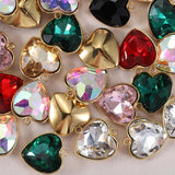 5pcs Heart Pendants Stainless Steel Base Glass Beads Earring Charms