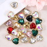 5pcs Heart Pendants Stainless Steel Base Glass Beads Earring Charms