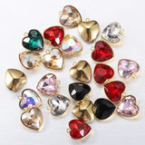 5pcs Heart Pendants Stainless Steel Base Glass Beads Earring Charms