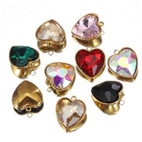 5pcs Heart Pendants Stainless Steel Base Glass Beads Earring Charms