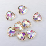 5pcs Heart Pendants Stainless Steel Base Glass Beads Earring Charms