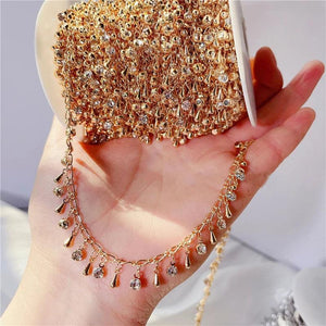 1m KC Glass Beads Necklace Chains Bulk Lot Copper Link Bracelet Chains