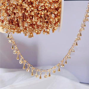 1m KC Glass Beads Necklace Chains Bulk Lot Copper Link Bracelet Chains