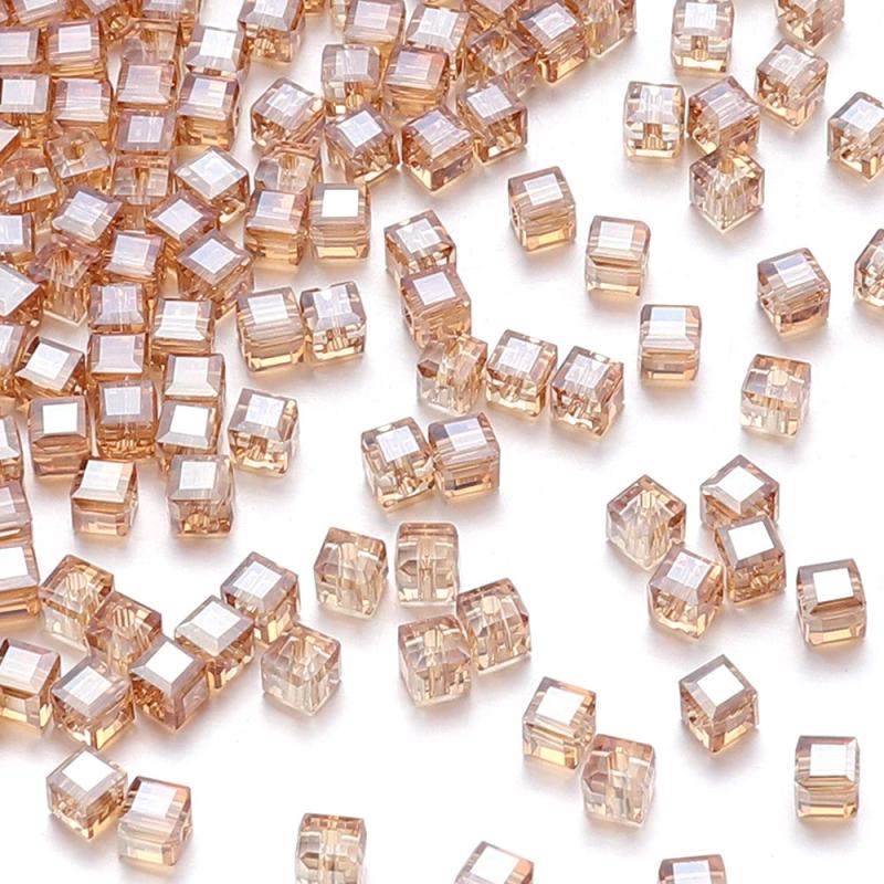 Faceted Glass Crystal Beads for Jewelry Making DIY Bracelet Spacer Cube Beaded