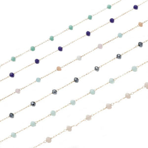 1 Meter 3.5mm Abacus Glass Beads 316L Stainless Steel Chain DIY Making Findings