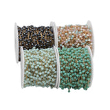 1 Meter 3.5mm Abacus Glass Beads 316L Stainless Steel Chain DIY Making Findings