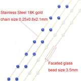 1 Meter 3.5mm Abacus Glass Beads 316L Stainless Steel Chain DIY Making Findings