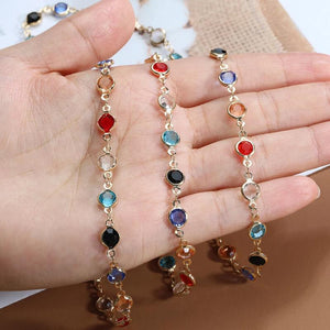 1M Colorful Crystal Glass Beads Chain Necklace for DIY Jewelry Making
