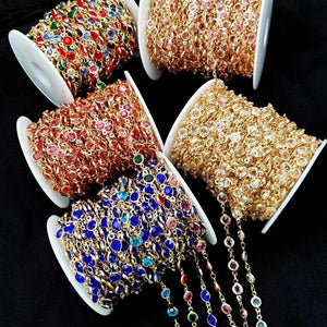 1M Colorful Crystal Glass Beads Chain Necklace for DIY Jewelry Making
