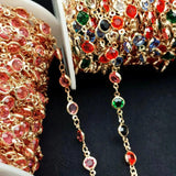1M Colorful Crystal Glass Beads Chain Necklace for DIY Jewelry Making