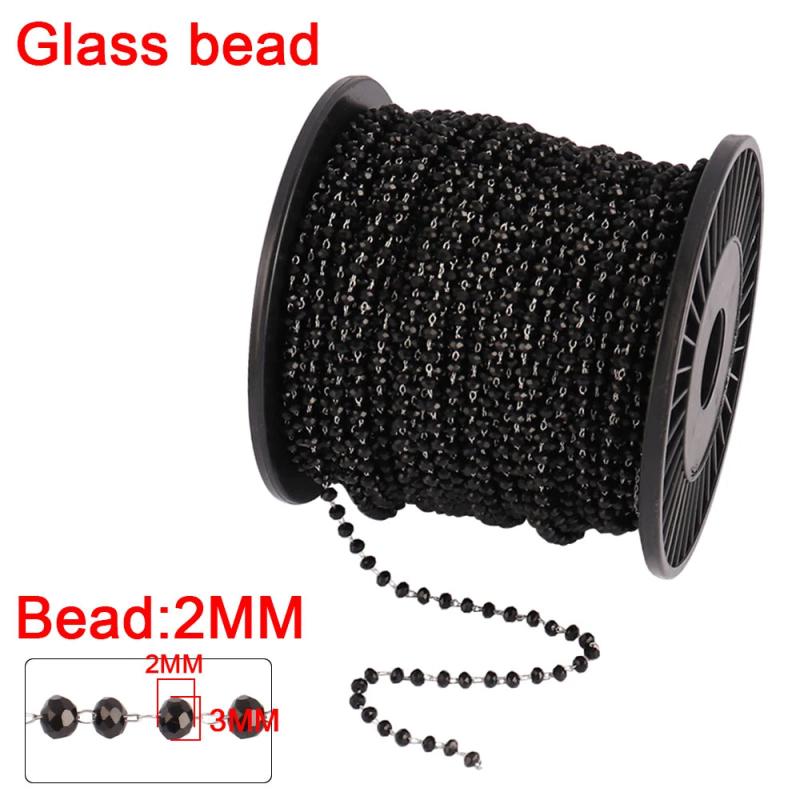 1 Meter Stainless Steel Pearls Chains Glass Beads Chain