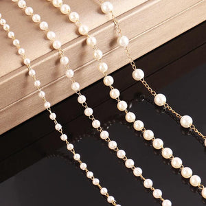 1 Meter Stainless Steel Pearls Chains Glass Beads Chain