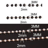 1 Meter Stainless Steel Pearls Chains Glass Beads Chain